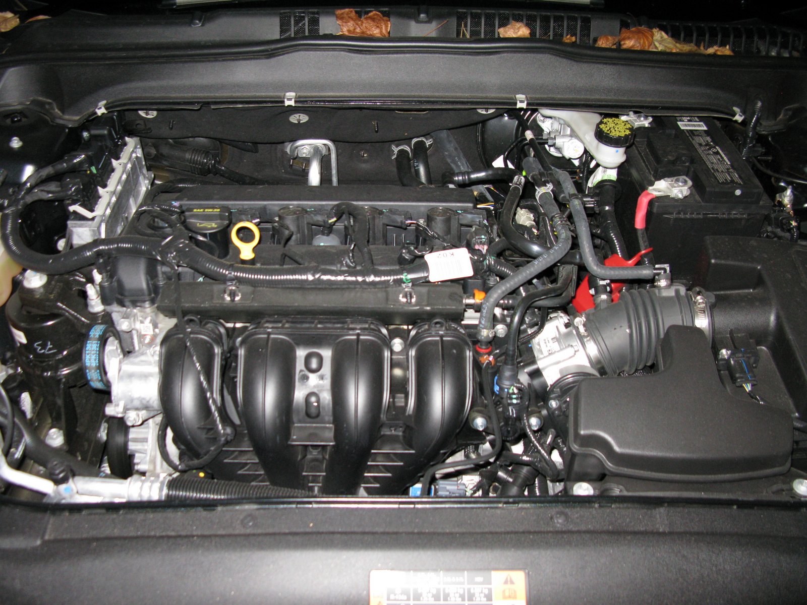 The Fusion's engine. Nearly identical to the MZR engine layout I had in my former Mazda3. Hmm, I wonder why...