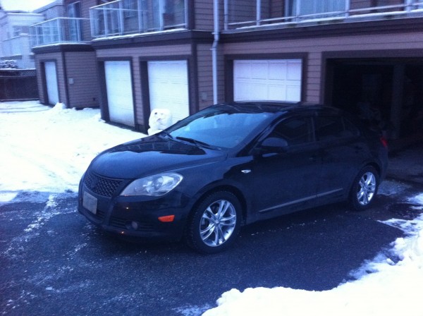 2011Suzuki Kizashi, sitting on 17inch Saschi S2 wheels, with federal himalaya WS2 snow tires (215/55/17) speed rated V, excellent snow driving, Warning don't try to corner like stock tires they don't work the same, I only dropped 150.00 per tire, it was closer to 230 per tire for Michelin X ice or similar name brand in an 18.